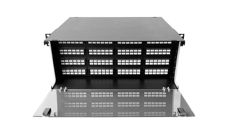 High Density Fiber Optic Patch Panel 1u 96 Core 24 Port Om3 LC Connector to MPO Fiber Patch Panel